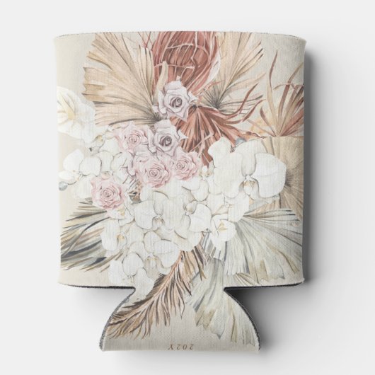 Cream Pampas Dried Grass Floral Oerwoud Wedding Blikjeskoeler (Achterkant)