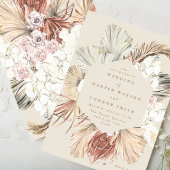 Cream Pampas Dried Grass Floral Oerwoud Wedding Kaart