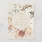 Cream Pampas Dried Grass Floral Oerwoud Wedding Kaart (Voorkant)