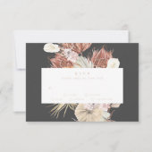 Cream Pampas Grass Floral Charcoal Oerwoud Wedding RSVP Kaartje (Voorkant)