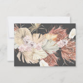 Cream Pampas Grass Floral Charcoal Oerwoud Wedding RSVP Kaartje (Achterkant)