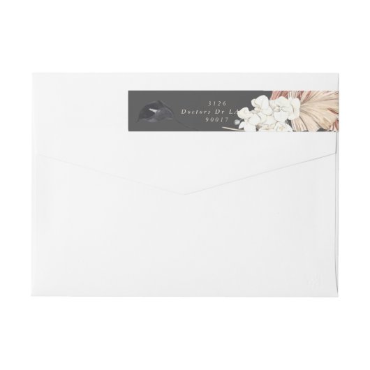 Cream Pampas Grass Floral Oerwoud Charcoal Wedding (Achterkant)