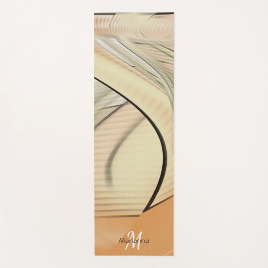Cream Pastel Abstracte kunst monogram Yogamat (Voorkant)