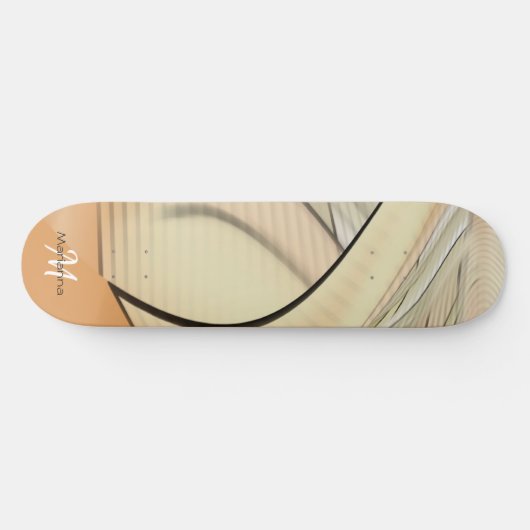 Cream Pastel Autumn Abstracte Kunst, monogrammen Persoonlijk Skateboard (Horizontaal)