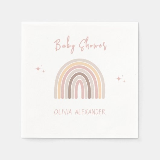 Cream Pastel Eenvoudig Minimalistisch Baby shower Servet (Voorkant)