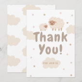 Cream Pastel Illustratief Baby shower Bedankkaart (Voorkant / Achterkant)