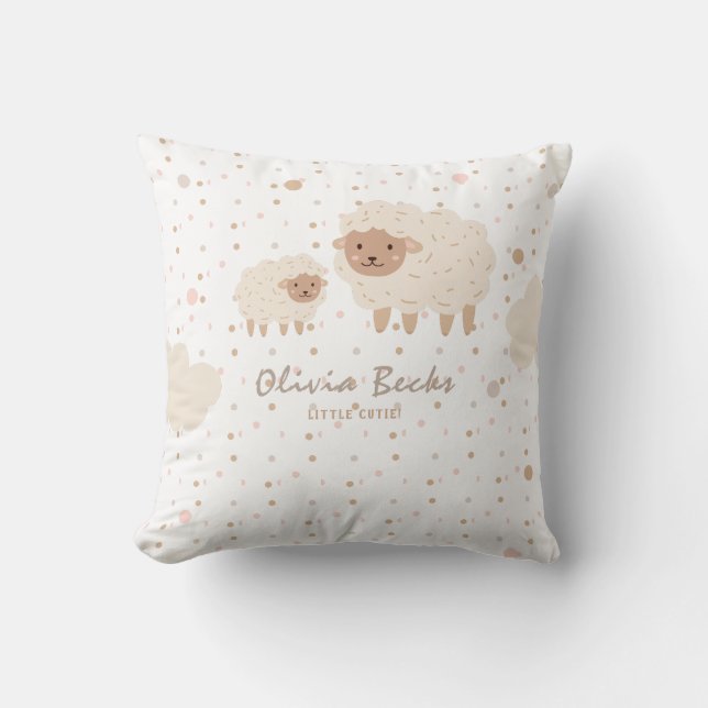 Cream Pastel Illustratief Baby shower Kussen (Voorkant)