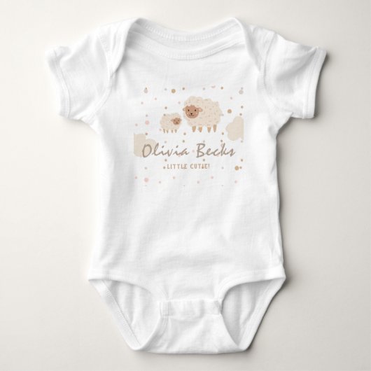 Cream Pastel Illustratief Baby shower Romper (Voorkant)