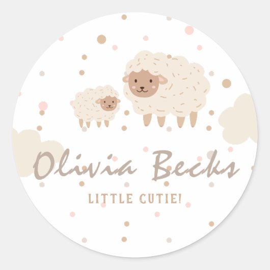 Cream Pastel Illustratief Baby shower Ronde Sticker (Voorkant)