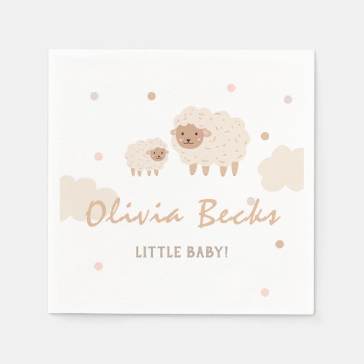 Cream Pastel Illustratief Baby shower Servet (Voorkant)