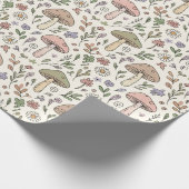 Cream Pastel Mushroom Fungi Seamless Pattern Cadeaupapier (Hoek)