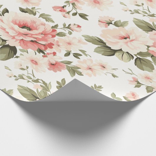 Cream pastel rozen cadeaupapier (Hoek)