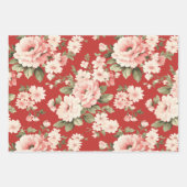Cream pastel rozen rood, groen en licht inpakpapier vel (Voorkant 3)
