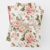 Cream pastel rozen rood, groen en licht inpakpapier vel (In situ)