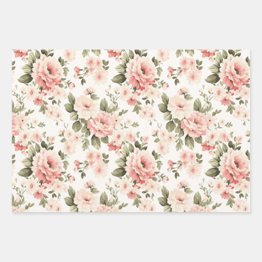 Cream pastel rozen rood, groen en licht inpakpapier vel (Voorkant)