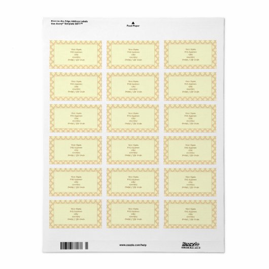 Cream Pattered Return Address Label (Full Sheet)