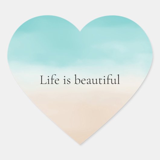 Cream Peach Aqua Ombre Hart Sticker (Voorkant)