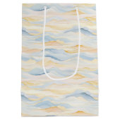 Cream Peach Blue Waves Baby Shower Medium Cadeauzakje (Achterkant)