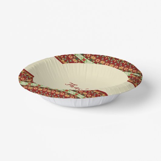 Cream Peach Burgundy en Donkergroen Papieren Kommen (Gebogen)