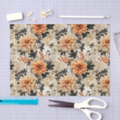  Cream Peach Floral Tissuepapier (Craft)