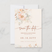 Cream Peach Floral Waterverf Bruiloft Save The Date (Voorkant)