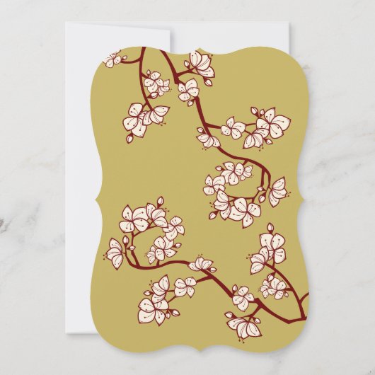 Cream Peach/Plum Blossom Double Happiness Wedding Kaart (Achterkant)