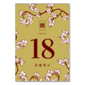 Cream Peach/Plum Blossom Double Happiness Wedding Kaart (Voorkant)