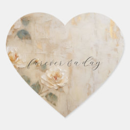 Cream Peach Rozen Bruiloft Hart Sticker