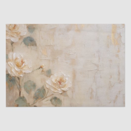 Cream Peach Rozen Bruiloft Tissuepapier (Voorkant)