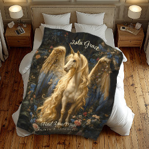  Cream Pegasus Unicorn Woodland Fantasy Fleece Deken