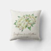 Cream Peony Bruiloft Kussen (Achterkant)