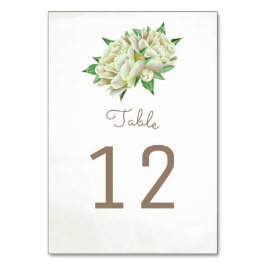 Cream Peony Flower Table Number Kaarten