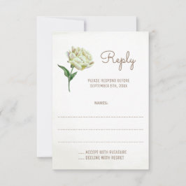 Cream Peony Flower Wedding Reply Kaarten RSVP Kaartje