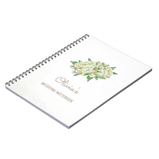 Cream Peony Flowers Bruiloft Planning Notitieboek (Linkerzijde)