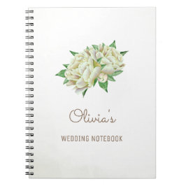 Cream Peony Flowers Bruiloft Planning Notitieboek