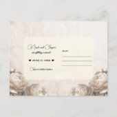 Cream Peony Flowers  Rustic Save the Date Aankondigingskaart (Achterkant)