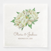 Cream Peony Waterverf Bloemenbruiloft Servetten (Voorkant)