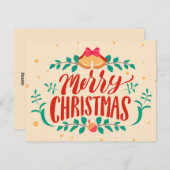 Cream Persian Green Merry Kerstfeestay Kaart (Voorkant / Achterkant)