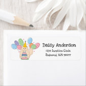 Cream Perzische Kat Verjaardag Retouradres Label (Insitu)