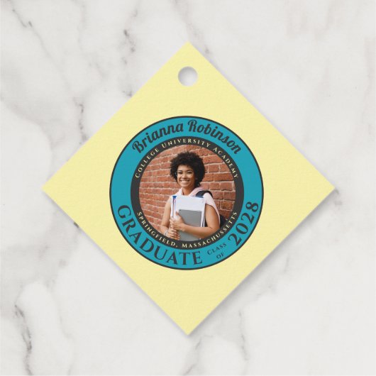 Cream Photo Modern Graduation Party Thank You Bedankjes Labels (Achterkant)