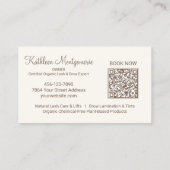 Cream Photo Script QR Code Lashes and Brows Visitekaartje (Achterkant)