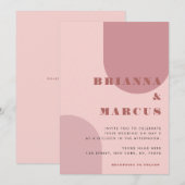 Cream Pink Boho Arch Geometric All in One Weddensc Kaart (Voorkant / Achterkant)