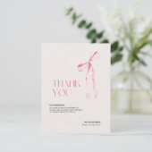 Cream & Pink Bow thank you card Kaart (Staand voorkant)