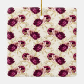 Cream Pink Burgundy Floral Keramisch Ornament (Achterkant)