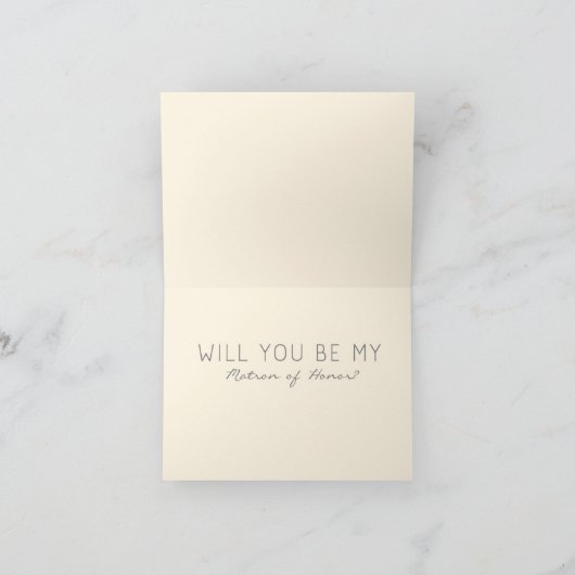 Cream & Pink Chevron Matron of Honor Request Card (Binnen)