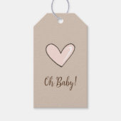 Cream Pink Heart Baby Shower Cadeaulabel (Voorkant)