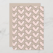 Cream Pink Heart Baby Shower Kaart (Voorkant / Achterkant)