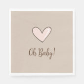 Cream Pink Heart Baby Shower Servet (Voorkant)