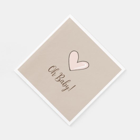Cream Pink Heart Baby Shower Servet (Hoek)