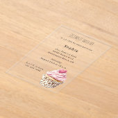 Cream Pink Heart Cupcake Leopard Birthday Acryl Uitnodigingen (Laagn)